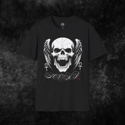 Skull and Wings Graffiti - Scorn44 Graphic Tee